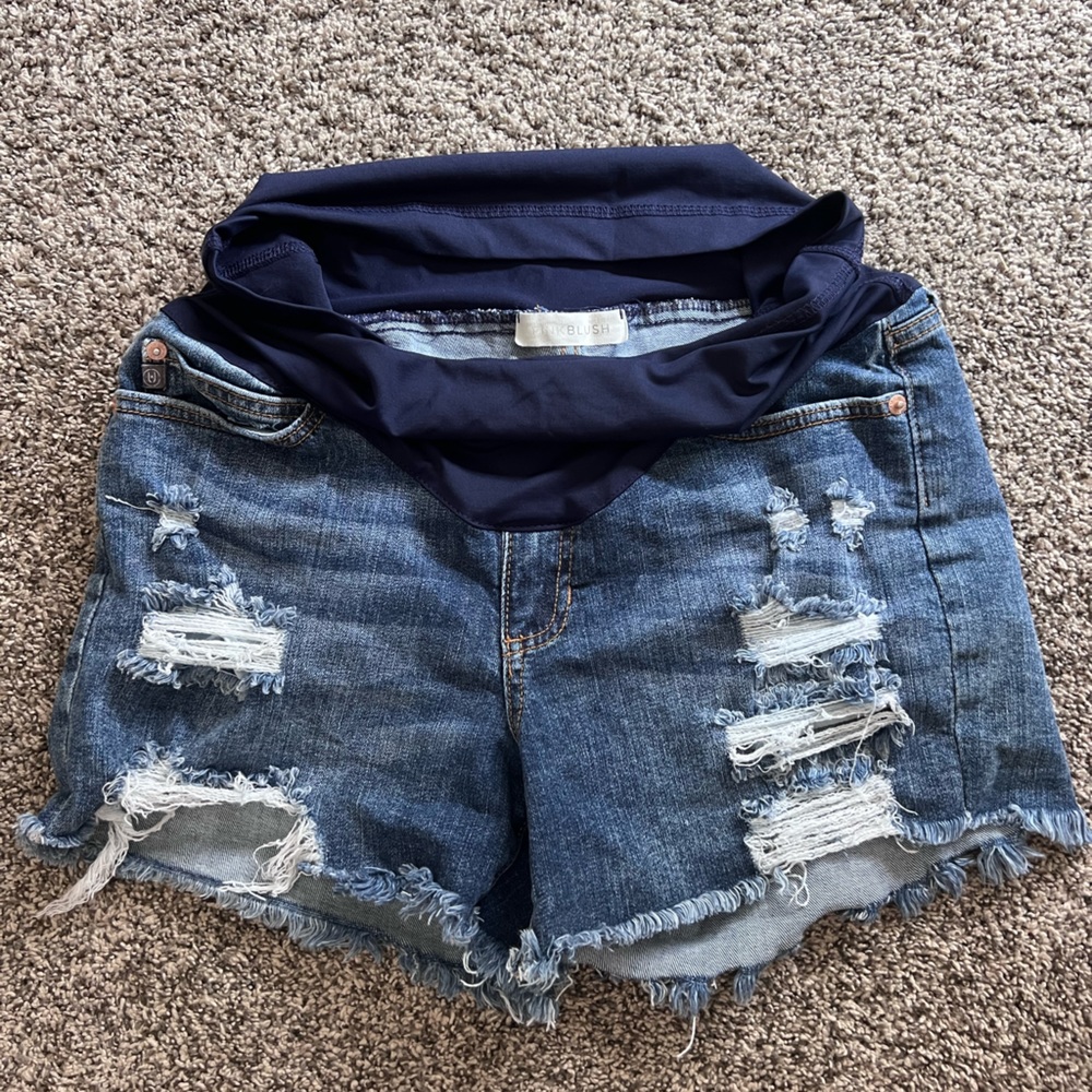 Pink blush maternity shorts